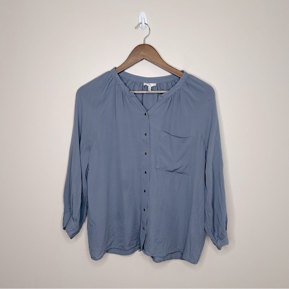 Joie Silk Blouse Long Sleeve Button Down Periwinkle Blue Small